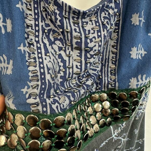 Vintage Free People Spaghetti Strap Cross Back Boho Floral Mini Dress Size XS - Picture 9 of 13